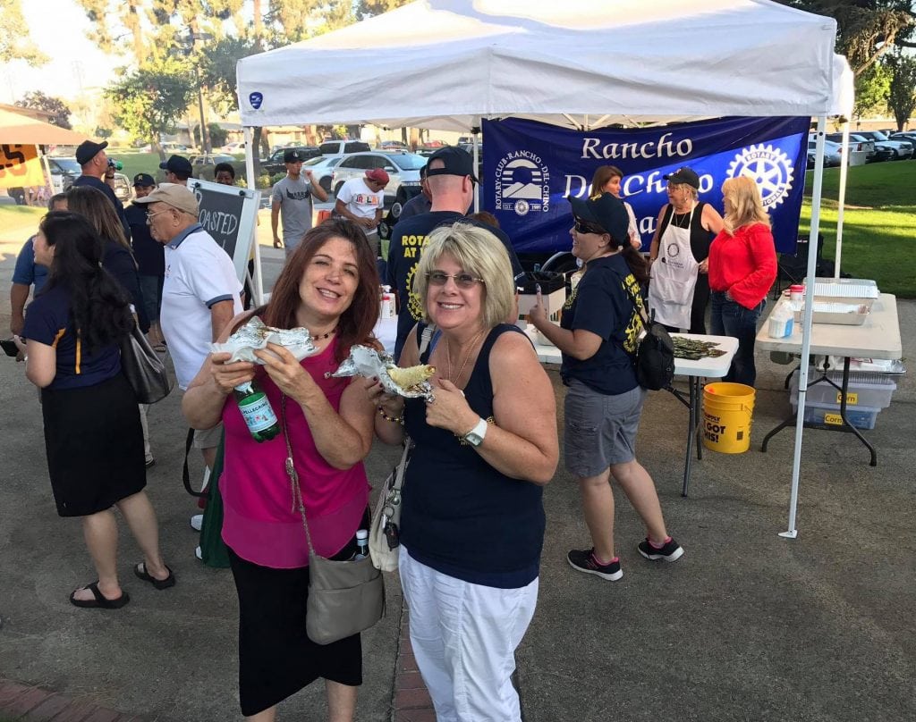 Rotarians Melinda Robbins and Lorraine Sacca at Chino Concerts in the Park
