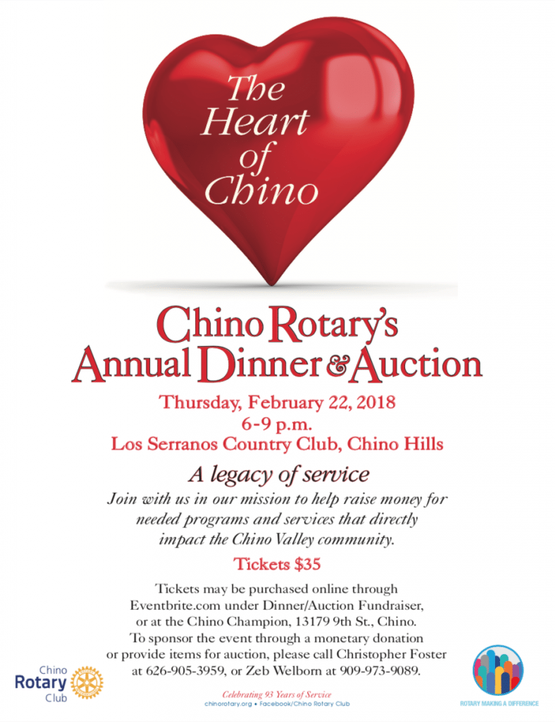 2018 Chino Rotary Dinner & Auction Flyer