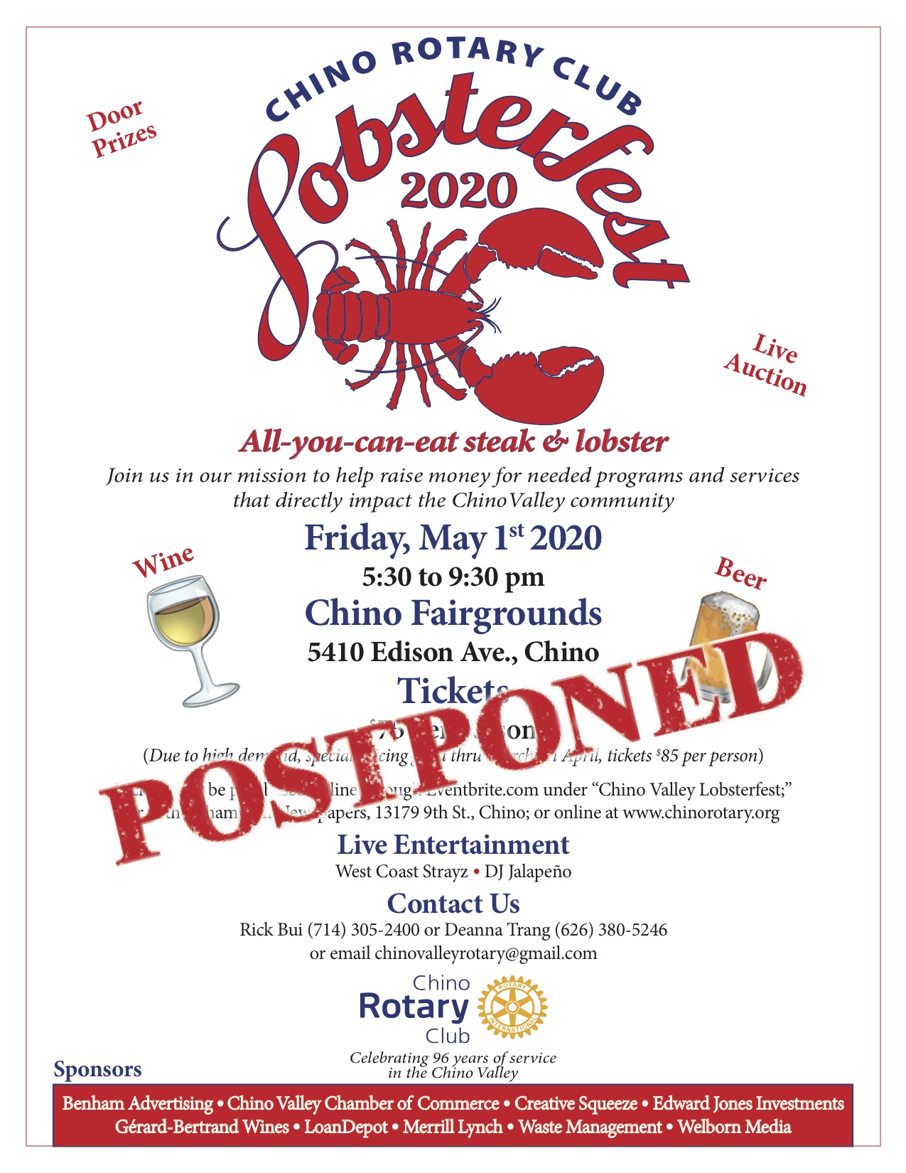 Lobsterfest Rotary Club of Chino Valley