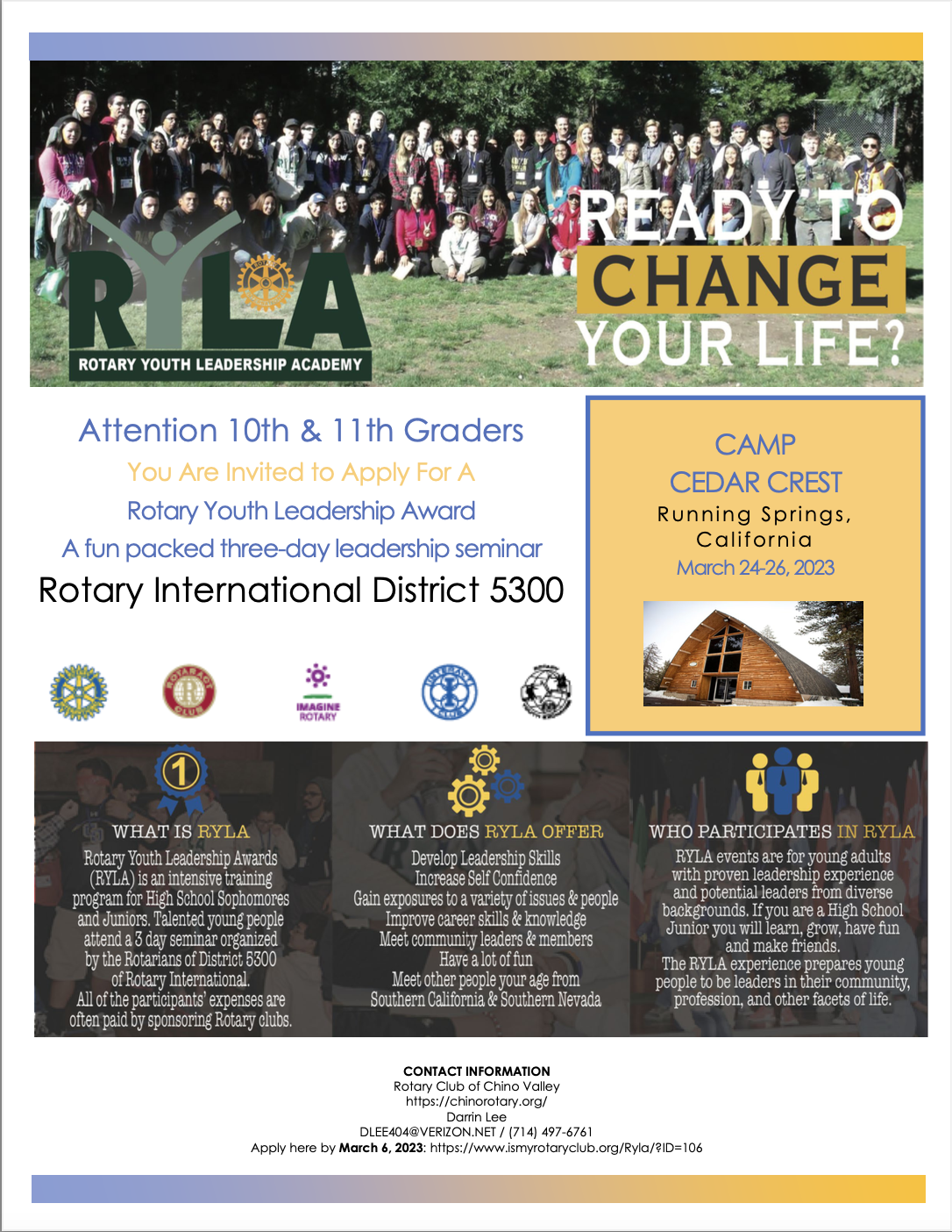 Chino Valley Rotary Club offers life-changing leadership opportunity for high schoolers with all-expenses-paid RYLA program